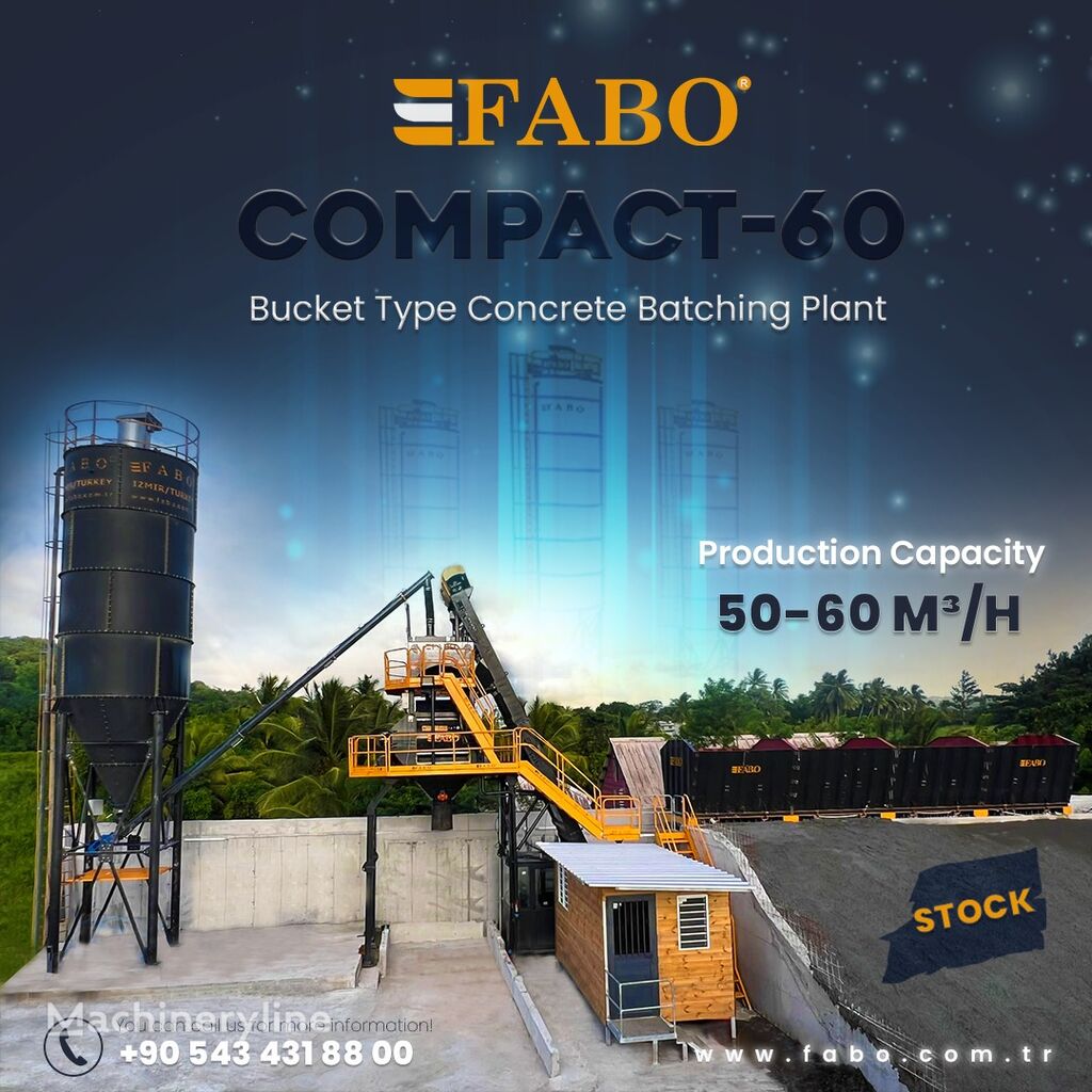 new FABO SKIP SYSTEM CONCRETE BATCHING PLANT | 60m3/h Capacity |STOCK concrete plant