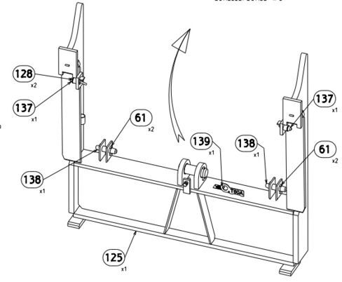 D-14109-61 Potain T60A Climbing cage beam (Naked = A-14109-58) quick coupler for Potain T60A  mobile crane